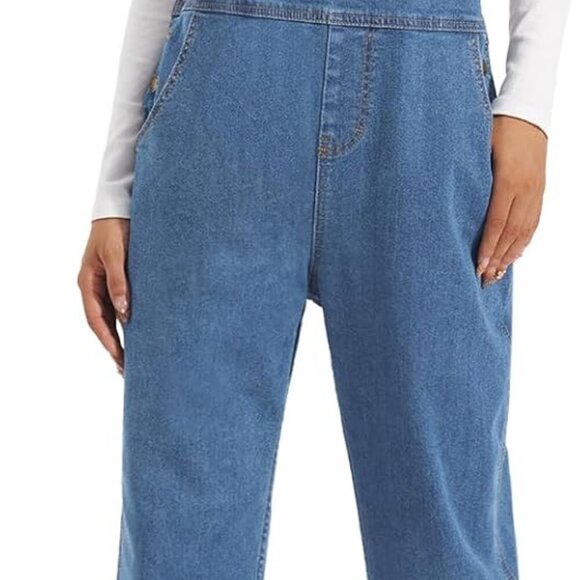 Stretchy Denim Overalls for Women, Womens Jean Bib Overall with Loose Fit, Ladie - Picture 1 of 5